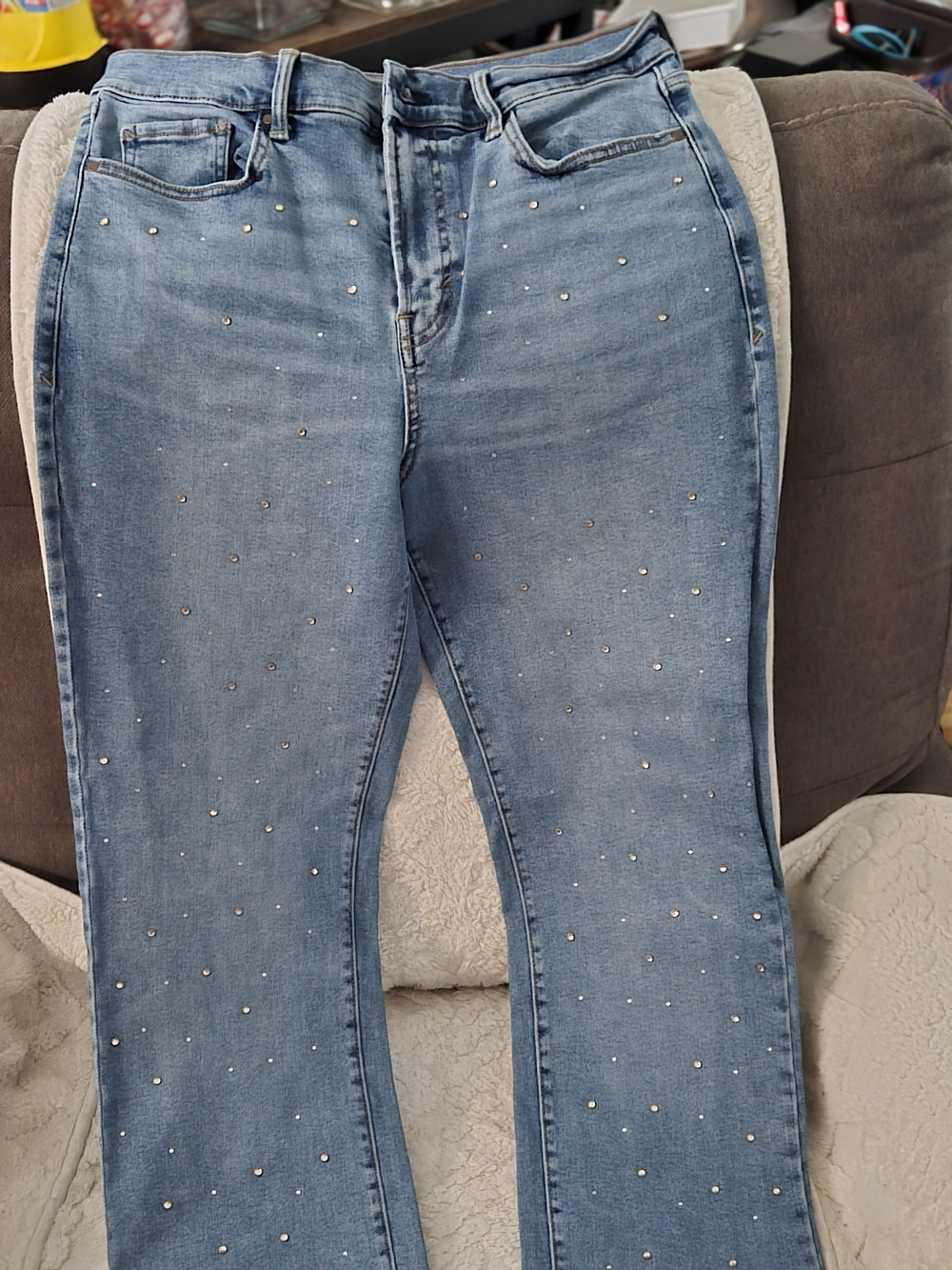 a.n.a Light Blue Skinny Jeans with Stud Embellishments
